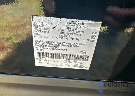 2016 Ford Explorer Limited z USA, uszkodzony, nr VIN 1FM5K7F87GGA70291